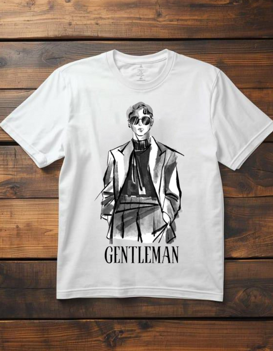 Gentleman Elegance T-Shirt - Stylish Ink Sketch Graphic Tee