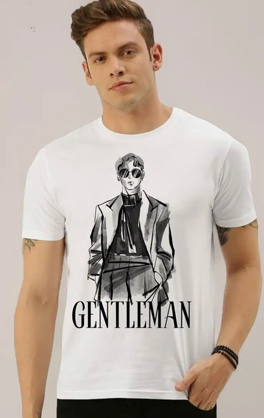 Gentleman Elegance T-Shirt - Stylish Ink Sketch Graphic Tee